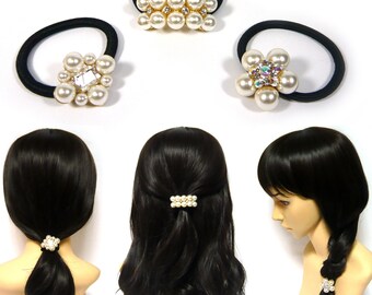 Makupenda SET DI 2 ELASTICI PER CAPELLI CON PERLE - Accessori capelli - nero