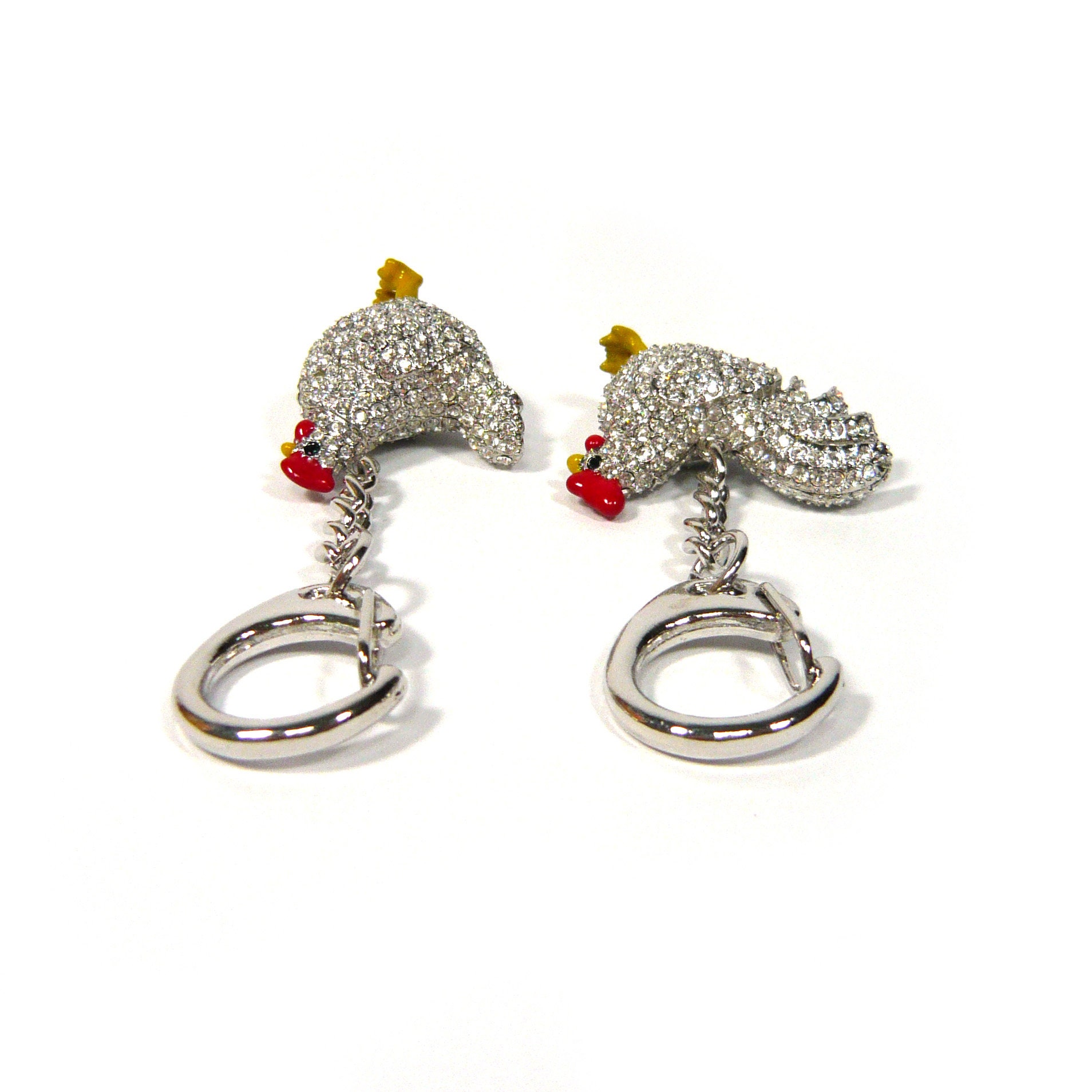 Bling Crystal Rhinestone Decor Small Silver Metal Hen Rooster Etsy