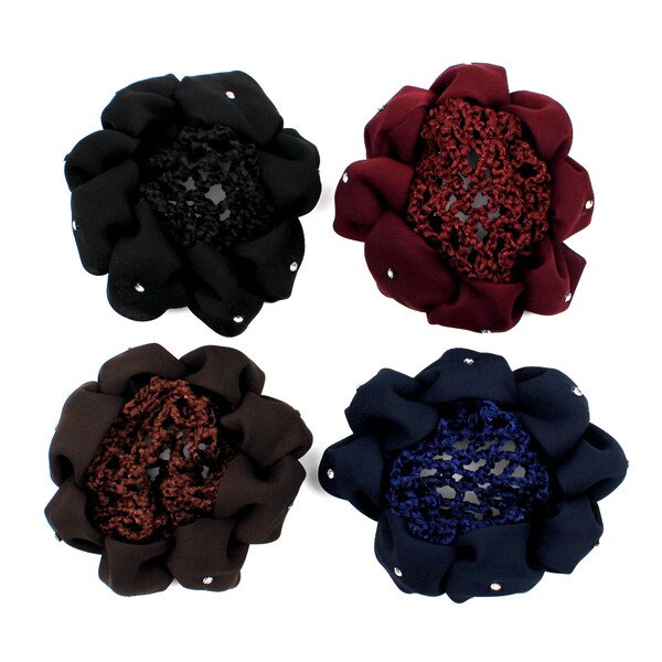 Wine Navy Brown Black Fabric Ruffle Thick Mesh Hair Net Bun Snood Cover Wrap Hair Claw Clip Hair Up Holder Hairnet Neat Hair Accessories New