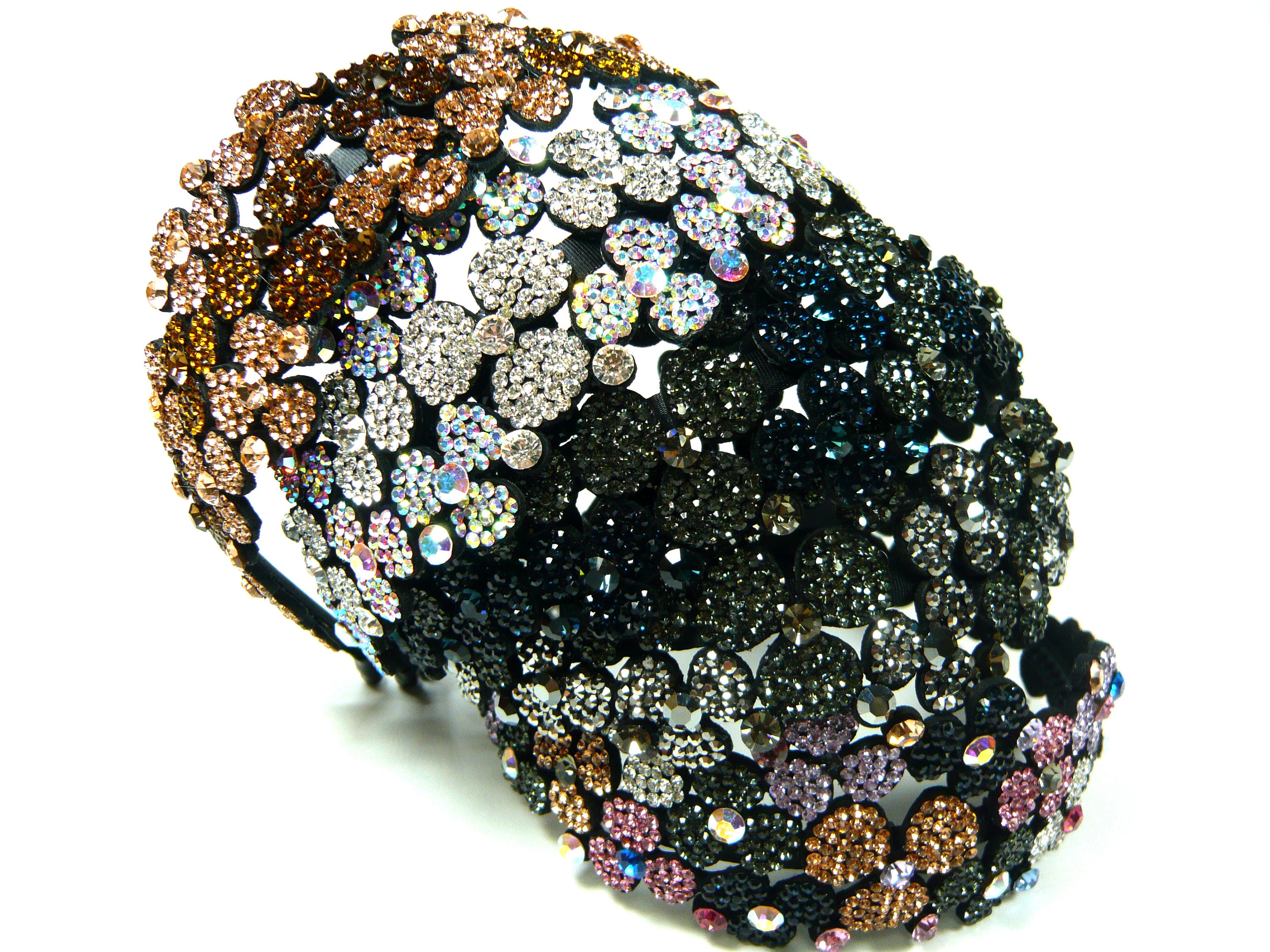 Summer Flower Headband for Women Crystal Rhinestone Beaded Beach Hair Accessory 6 Pack Crystal Flower Headbands - Wedding Party Hair  main image 2
