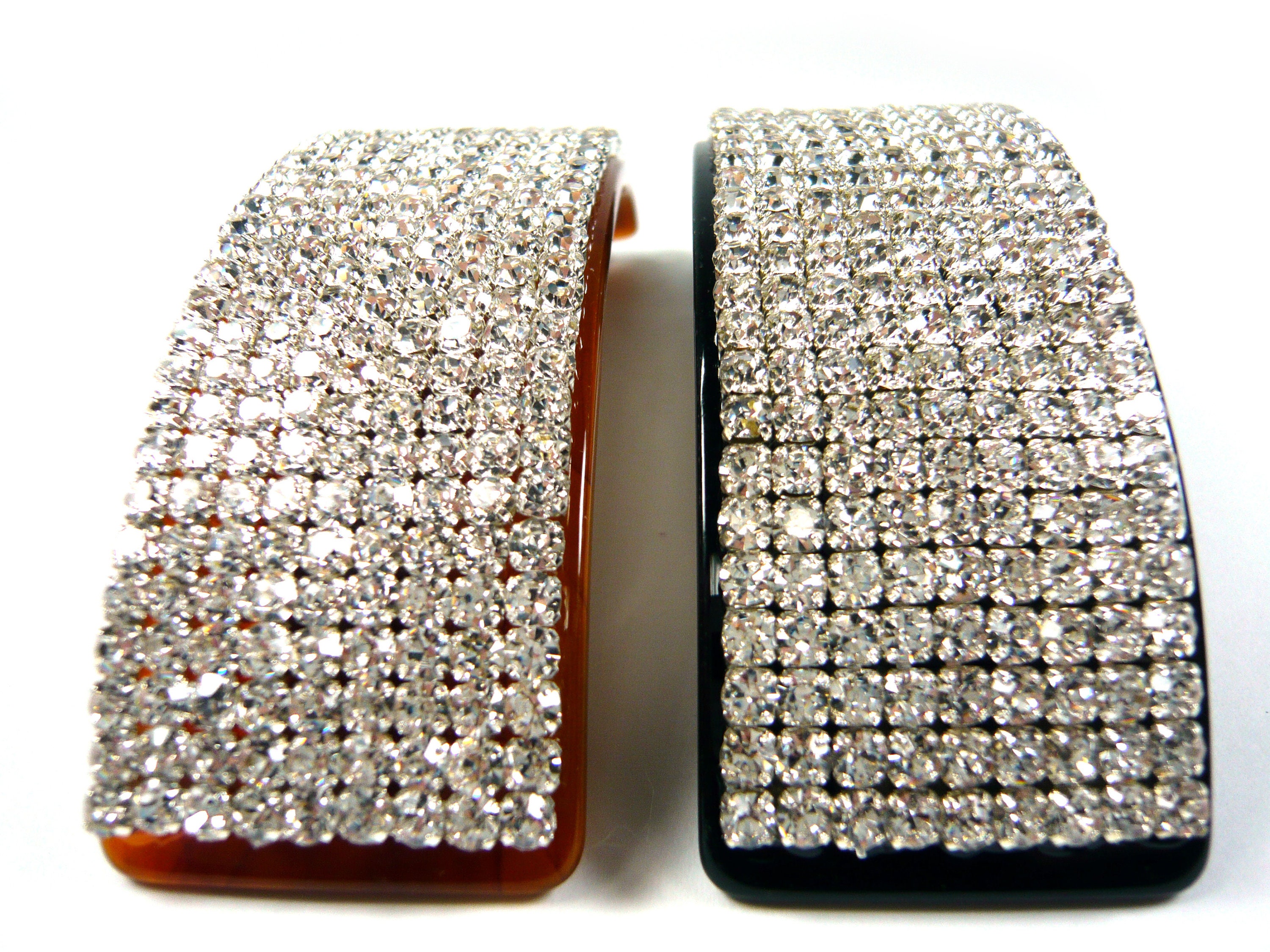 Clear Silver Crystal Rhinestone Decor Brown Black Long Large | Etsy