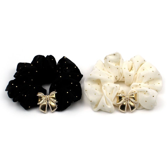 Soft Large Chiffon Scrunchie Tiny Gold Metal Stud Decorative