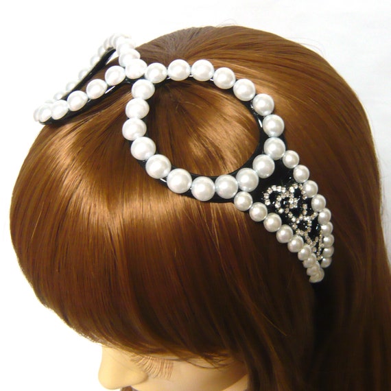 thumbnail image 2 of Vintage High Cranium Artificial Pearl Hairband, Elegant Braided Pearls Headbands With Teeth, Bridal Hair Hoop Rhinestones For Women, Wedding Party Hair Hoop Band Headwear For Bride(3 Pcs 2 of 10