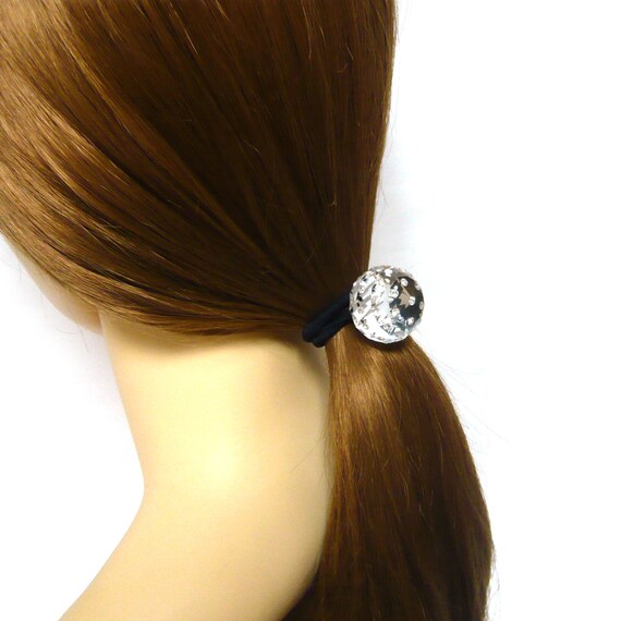 Mini Tiny Silver Rhinestone Decor Clear Crystal Ball Black