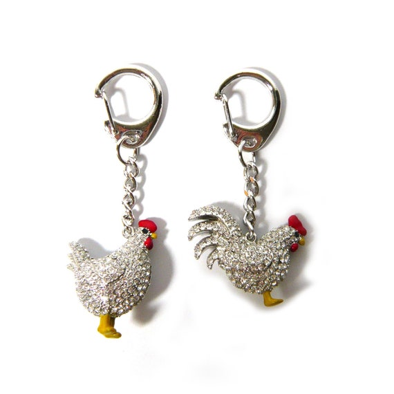 Bling Crystal Rhinestone Decor Small Silver Metal Hen Rooster Etsy