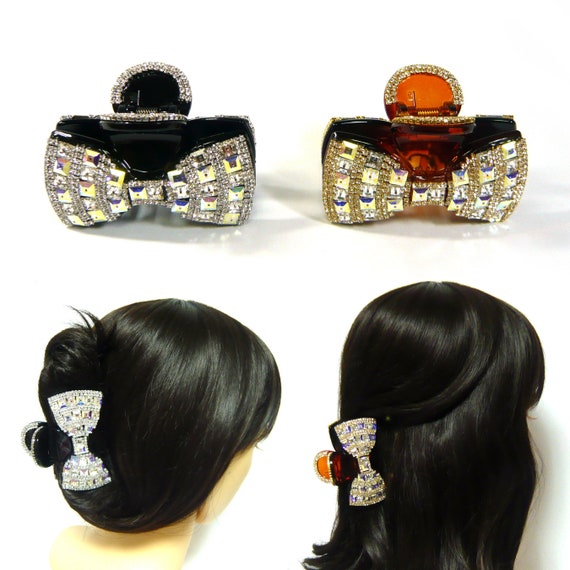 Luxury Elegant Swarovski Crystal Rhinestone Bow Hair Jewelry 