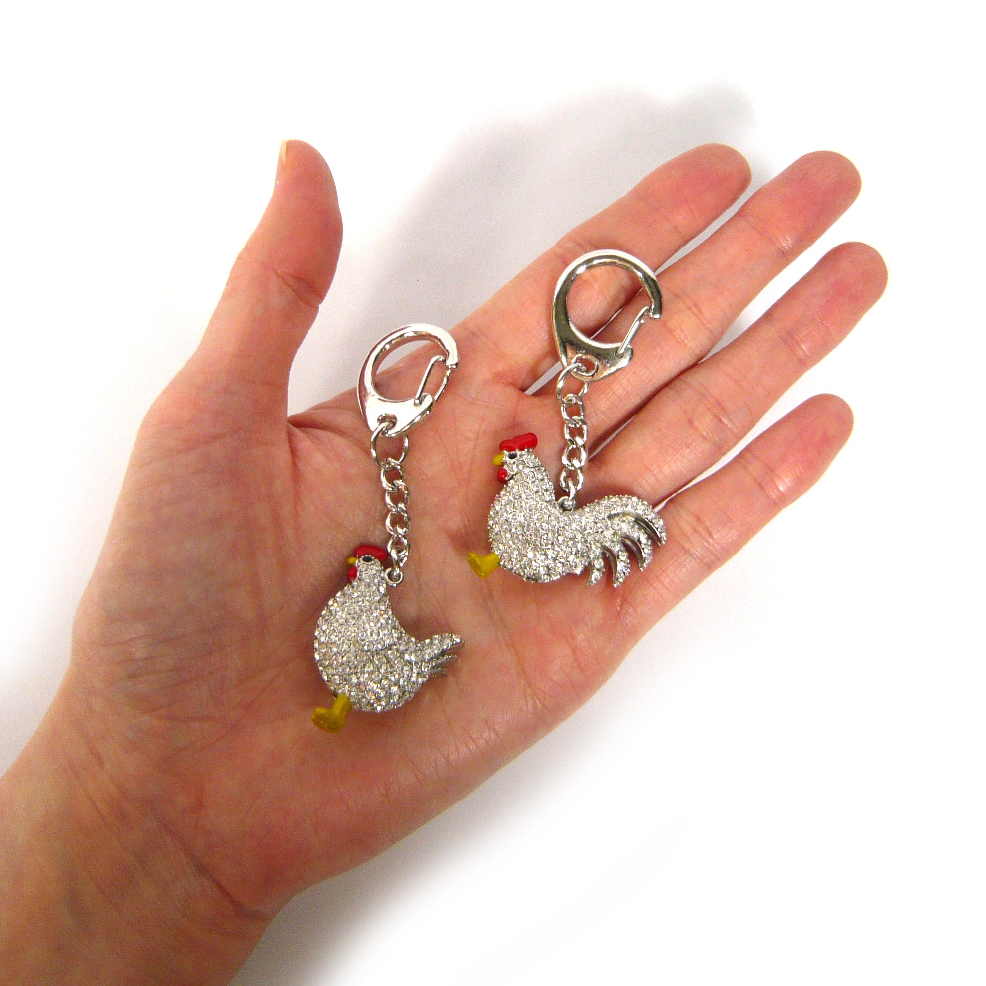 Bling Crystal Rhinestone Decor Small Silver Metal Hen Rooster Etsy