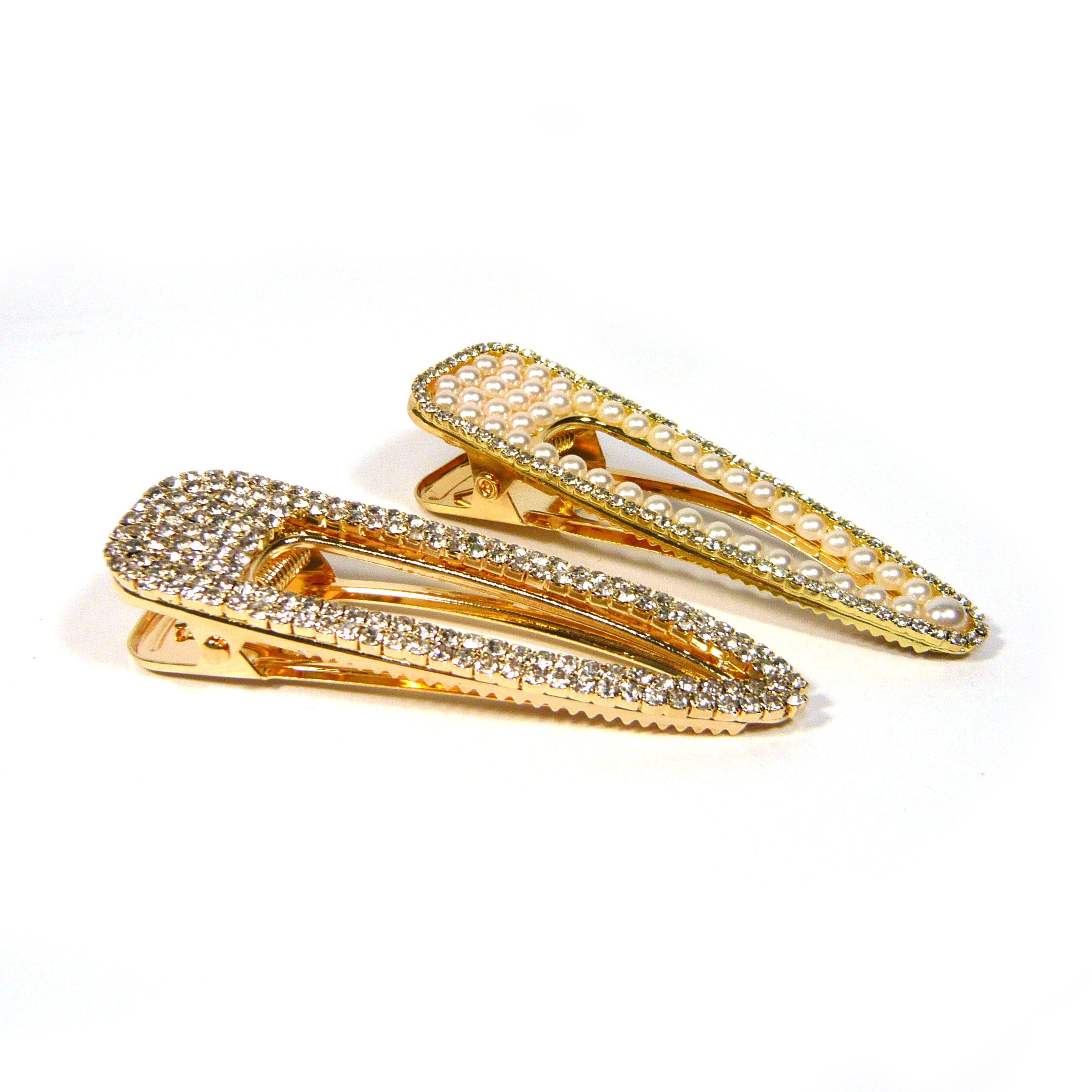 Large Gold Metal Hair Clip Clamp Pin Ivory Faux Pearl or Etsy