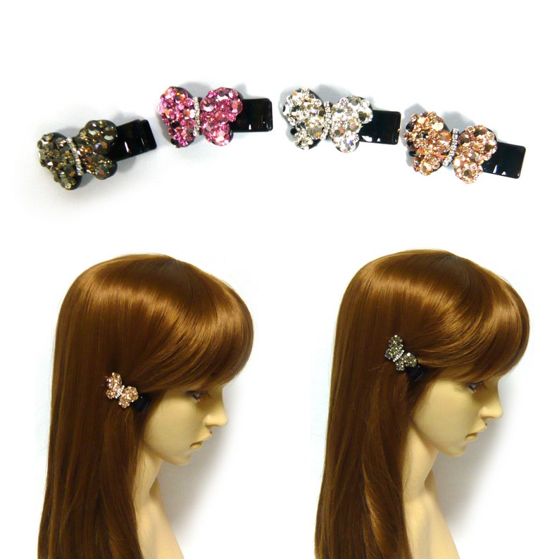 USA Metal HAIR CLAW Clip Rhinestone Crystal Hairpin Elegant Vintage Pink 07