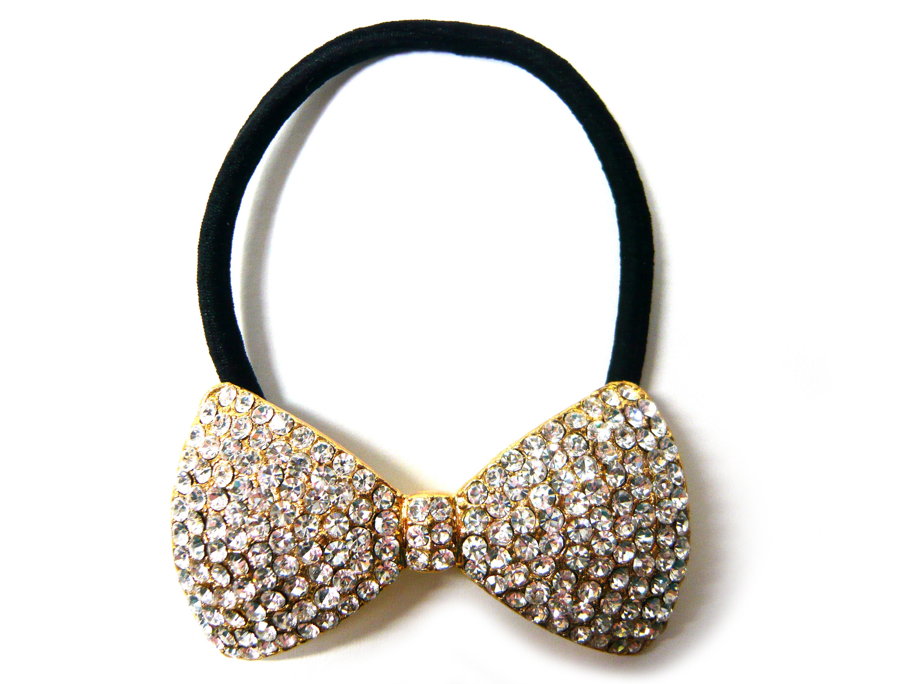 Sparkly Crystal Rhinestone Silver Gold Bow Knot Black 