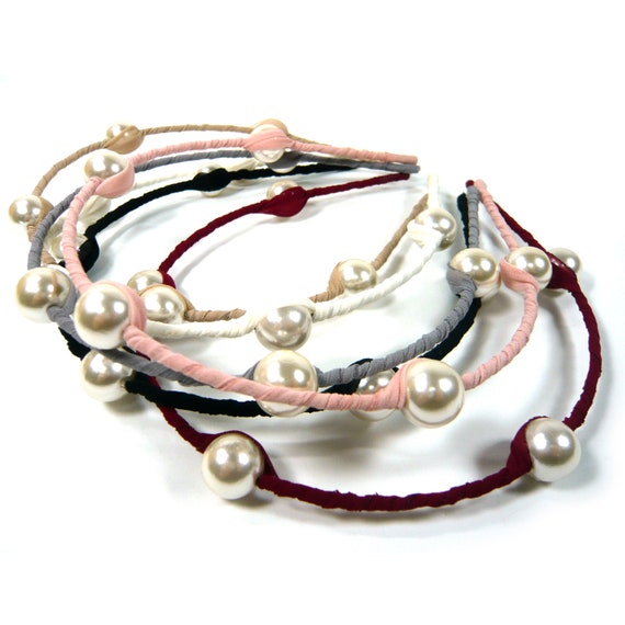 Unique Design Faux Pearl Slim Thin Headband Hairband  display picture 3