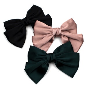XL Glossy Satin Fabric Hair Bow Ponytail Barrette Large Bowknot Hair Clip Elegant Hair Accessories Korean Handmade Gifts for Women Girls New