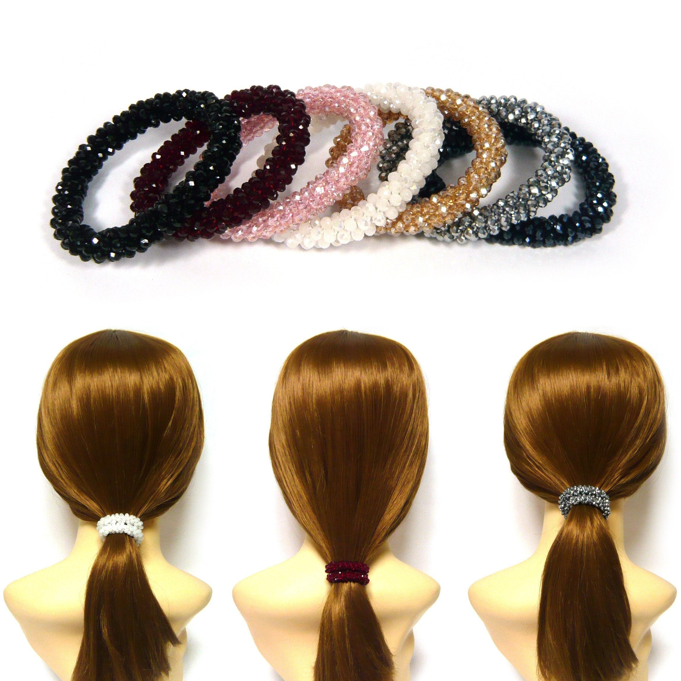 MC DAVIDIAN Hair Tie ponytail holder Sparkling SWAROVSKI Crystal Jeweled France Amazon.com : Molain 2Pcs Sparkly Rhinestone Hair Ties  main image 3