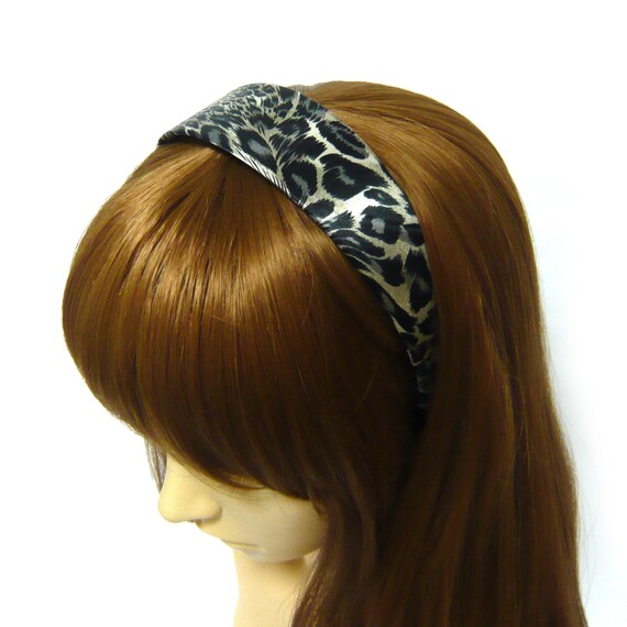 Women Velvet Wide Headband Leopard Thick Sponge Padded Hair Hoop Imitation Pearl