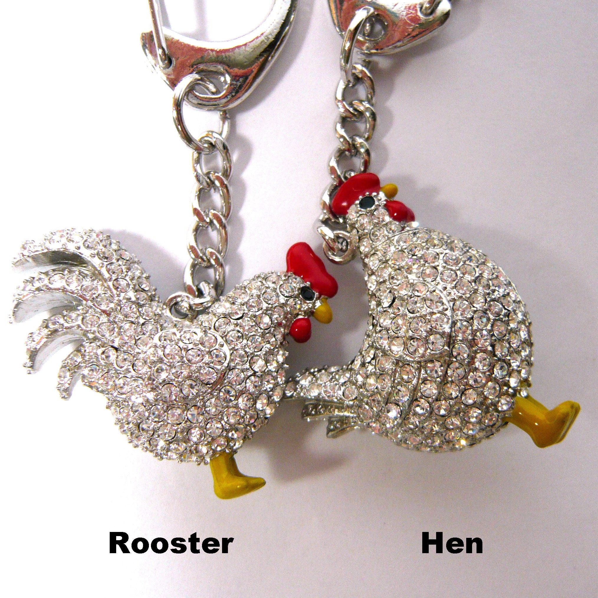 Bling Crystal Rhinestone Decor Small Silver Metal Hen Rooster Etsy
