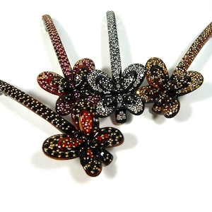 Crystal Rhinestone Butterfly Hair Jewelry Long Slim Thin Acetate Hair Barrette Clip Hairpin Luxury Elegant Hair Accessories for Women Gifts