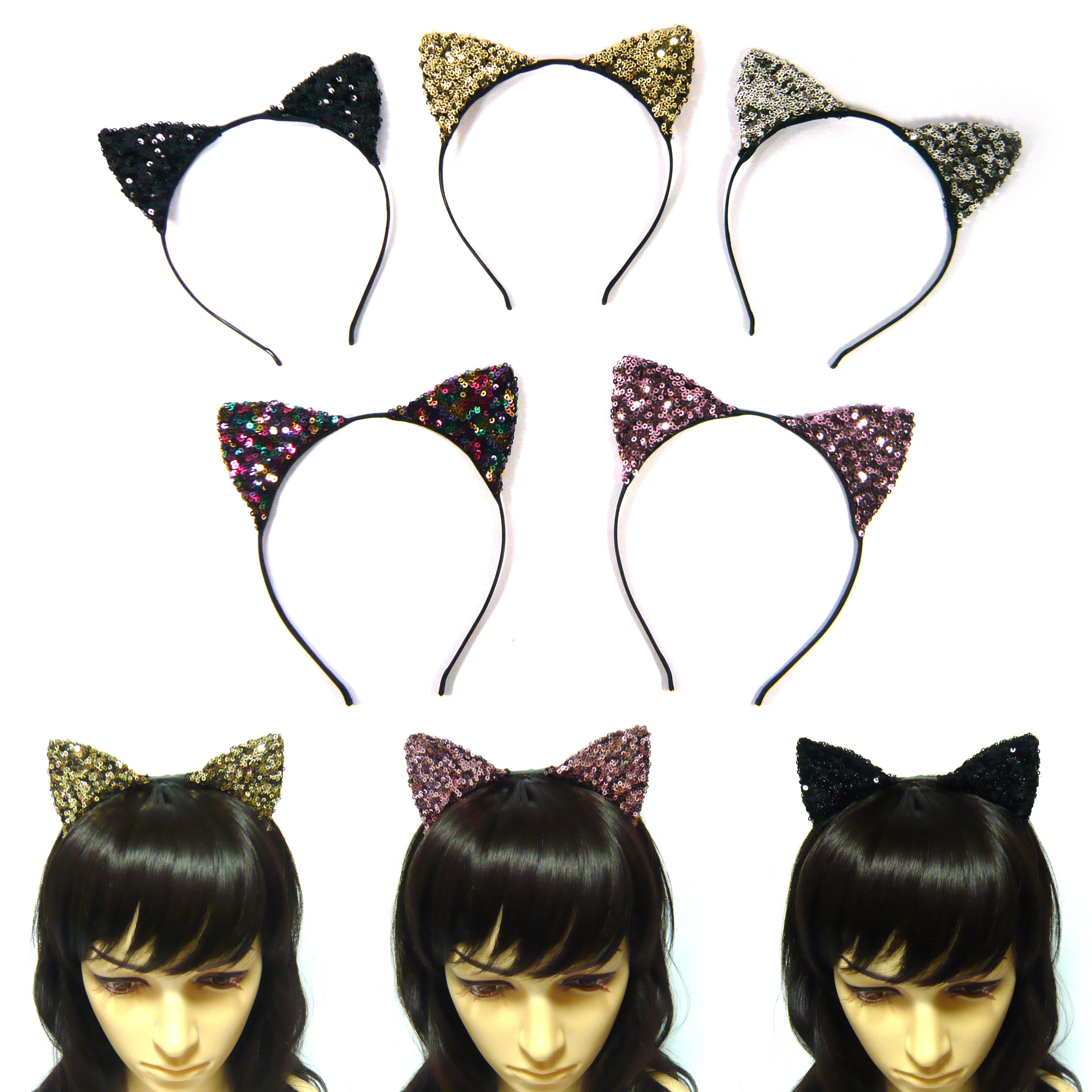 DK FASHION Women Rhinestone Party Cat Ears Crystal Jewelry HeadBand