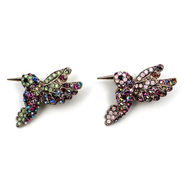 Small Rhinestone Bird Brooch Sparkle Swarovski Crystal Fashion Jewelry Accessories Gold Metal Pin for Clothing Pouch Gift for Her Bird Lover