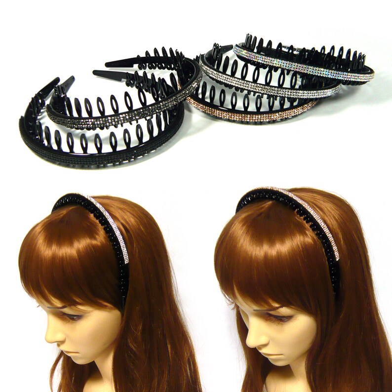 Crystal Rhinestone Trim Decorative Plastic Teeth Comb Headband Etsy