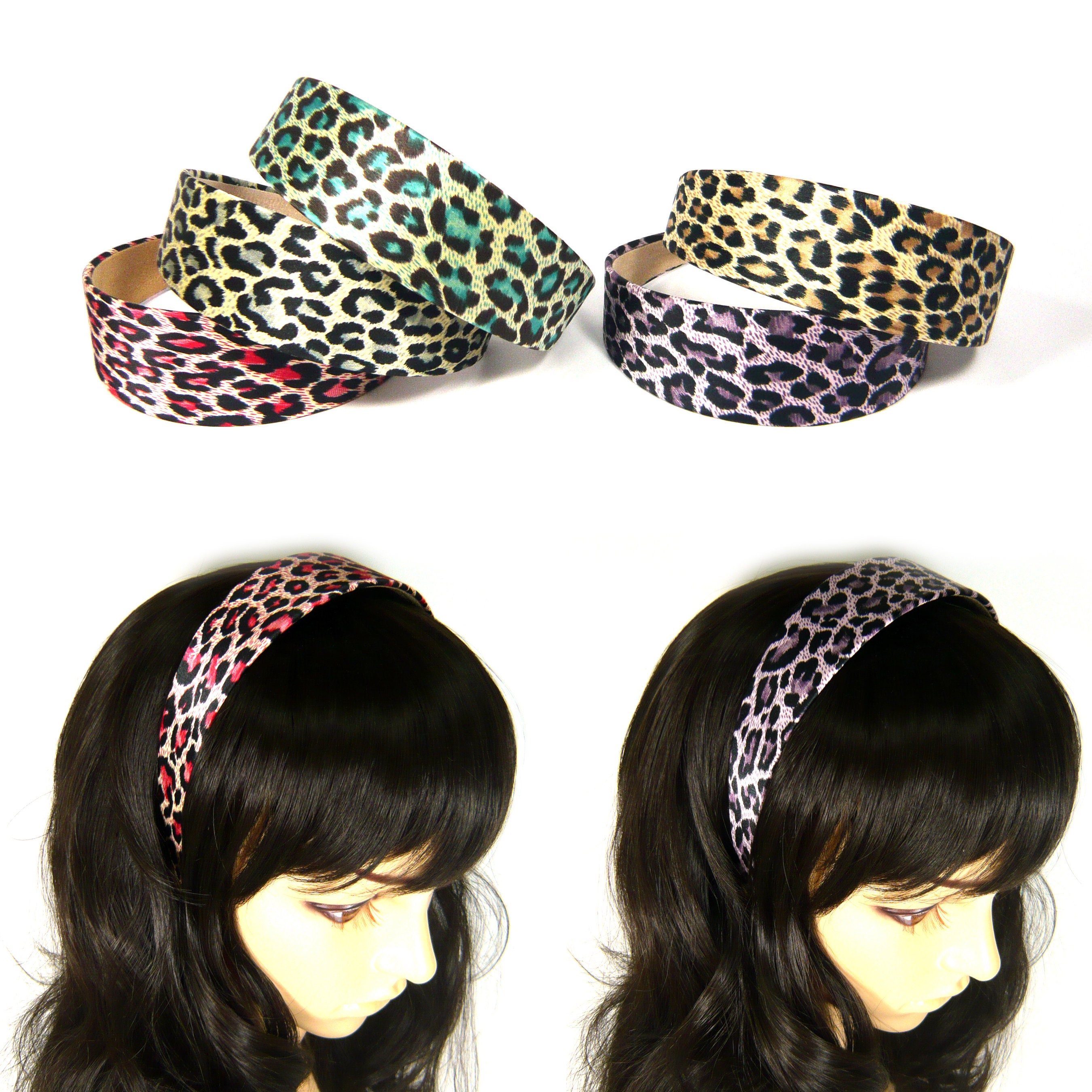 2PCS Leopard Fabric Animal Print Wide Plastic Headband | Etsy