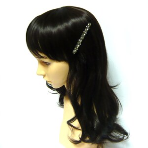輝くスワロフスキークリスタルラインストーンビーズヘアジュエリーロングメタルワニ口クリップクランプグリップヘアピン女性用エレガントファッションアクセサリーギフト