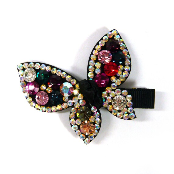 InSowni 4er Set Glitzer Haarspangen – Französische Alligator-Clips Mit Strass & Schmetterling, Ca. 7 Cm | Für Frauen & Mädchen, Ideal Für Hochzeit & Partys