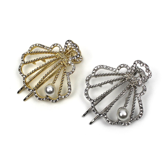 Mermaid Shell-shaped Hair Clip Silver Amazon.com: BARTOSI Shell Claw Clips Silver Hair Clip  main image 4