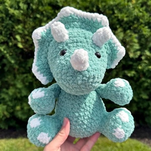 Crochet Triceratops Plush, Handmade Triceratops, Triceratops Amigurumi plush, handmade plushie for boys and girls