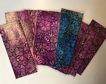 Watercolor zentangle bookmark