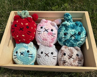 Szydełkowe koty z chleba, pluszowy kot amigurumi, pluszowe koty z chleba, pluszowe koty w różnych kolorach