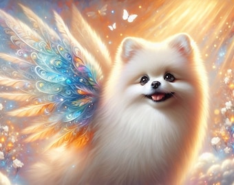 Pomeranian Dog Art, Angel Dog, dog sympathy, Digital Download over 5 MB