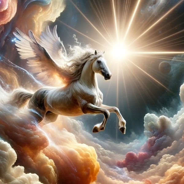 Pegasus, Pegasus Wall Art, Heavenly Horse, digital download