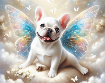 French Bull Dog Art, Angel Dog, dog Sympathy, Digital Download over 6 MB
