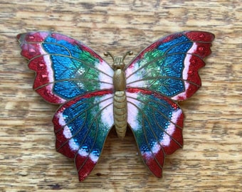 Vintage Ornate Butterfly Floral Enamel Cloisonne Belt Clip Buckle Vintage enamel butterfly belt buckle | Used - Good | NZ  main image 4