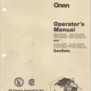 Onan Generator NHE/NHEL/BGE Emerald lll  Operator Manual pdf format