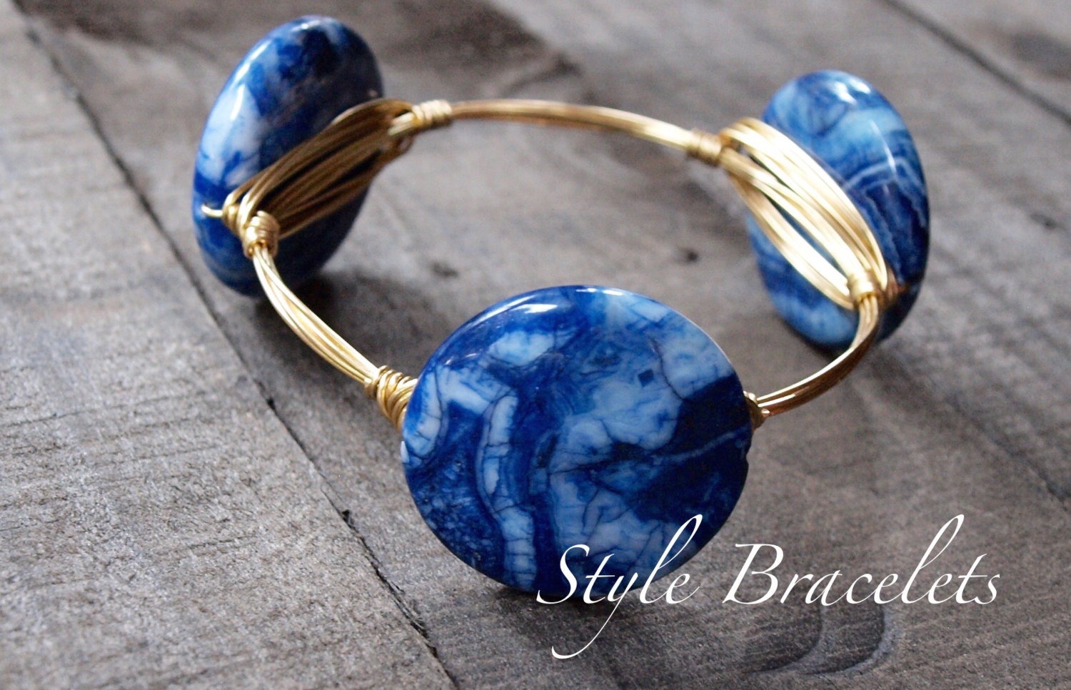 Wire Wrapped Bangle Bracelet | Blue Lapis Stone Wire Bracelet | Wire Bangle | Wire Wrapped Bangle | Blue Stone Bracelet
