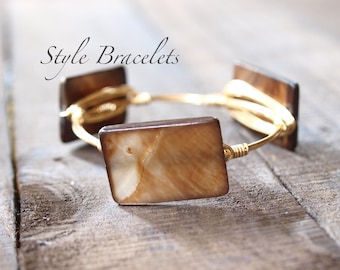 Wire Wrapped Bangle Bracelet | Amber Mother of Pearl Shell Bead Wire Wrapped Bracelet | Wire Bangle | Wire Wrapped Bangle | Bead Bracelet