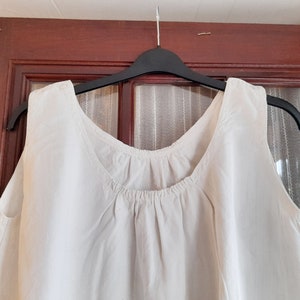 Antique Hemp Nightdress, French Chateau Linen, Circa 1860, Sleeveless, Original Button Top