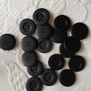 Set De 24 boutons Ralph Lewin vintage Noir, 24 mm et 18 mm Tailles de diamètre disponibles, Inutilisé