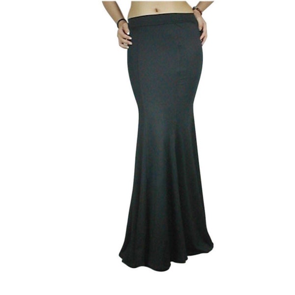 Plain Black Fishtail Maxi Skirt