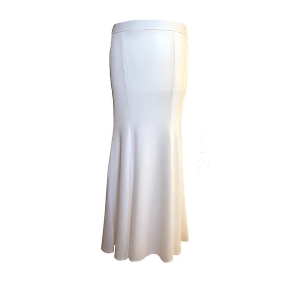 Petite Plain Cream White Long Fishtail Maxi Skirt