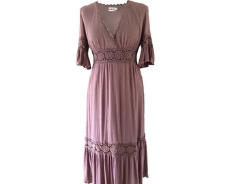 Robe Boho d'été taupe lilas mauve