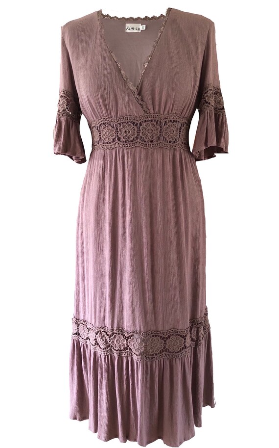 mauve boho dress