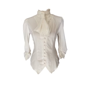 Ivory White Gothic Victorian Steampunk Pirate Blouse Shirt