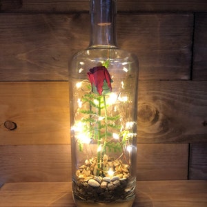 Glass Wedding Table Forever Rose Bud Flower Personalise Lantern Red Rose Natural