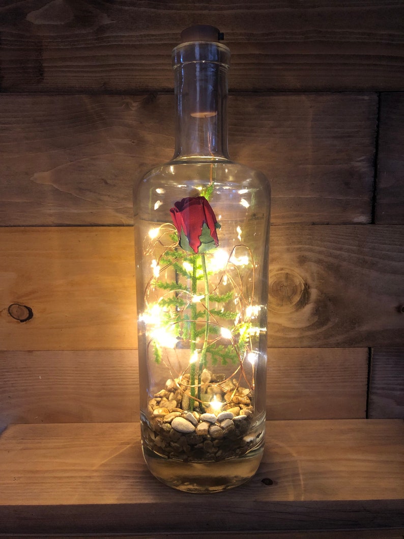 Glass Wedding Table Forever Rose Bud Flower Personalise Lantern Red Rose Natural