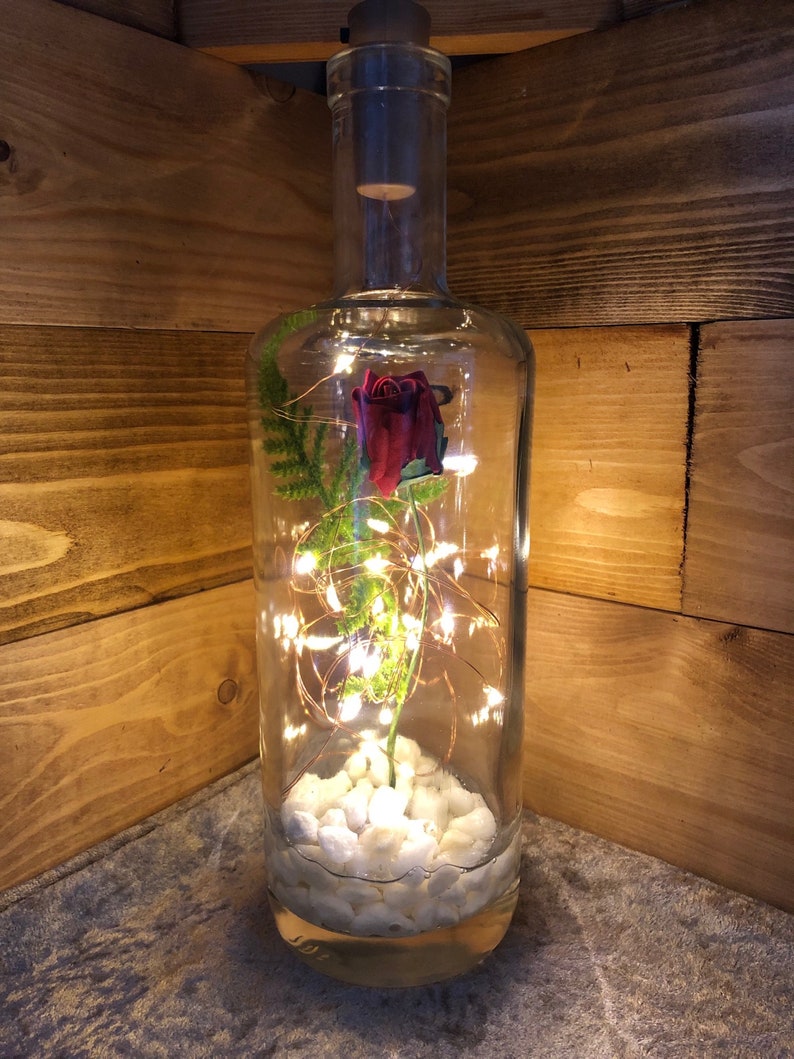 Glass Wedding Table Forever Rose Bud Flower Personalise Lantern Red