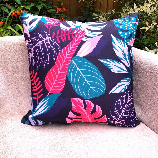 Garden Stain Resistant Purple Leaf Cushion Cover