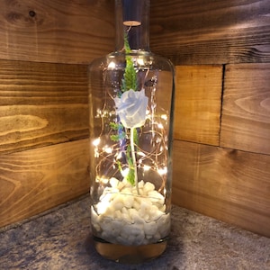 Glass Wedding Table Forever Rose Bud Flower Personalise Lantern White