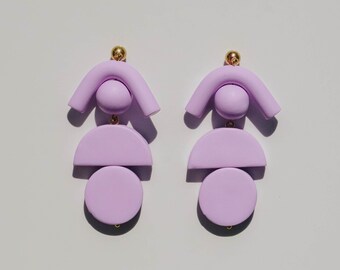 Purple earrings / Polymer clay earrings / Statement earrings / Modern earrings / Girlfriend gift / Clay jewelry / iebis / Bridesmaid gift
